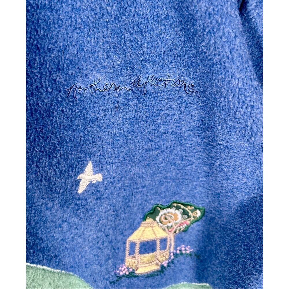 Northern Reflections VTG Cottagecore Fleece‎ Cardigan Embroidered Cats S Whimsy - Picture 3 of 14